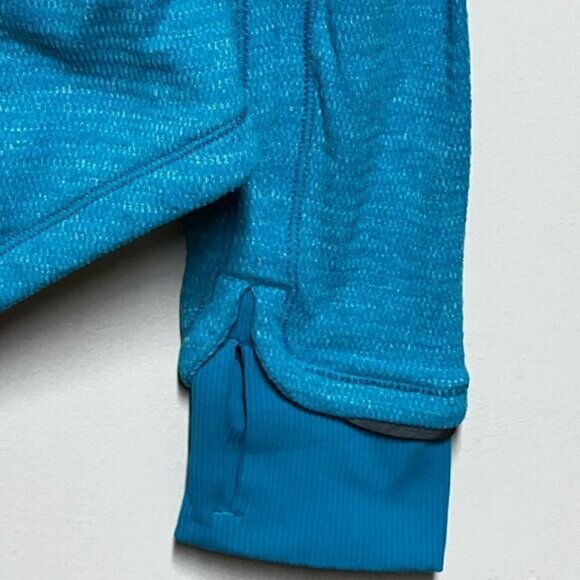 Lululemon base runner Mini Check Pique Surge Heathered Turquoise Pullover Sz 6 - Picture 14 of 16